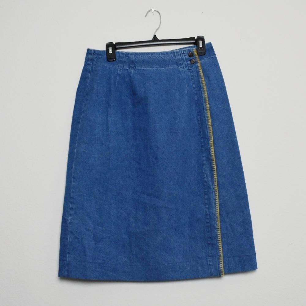 Vintage ruff hewn denim wrap skirt